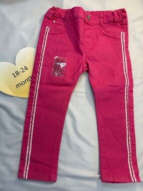 Lily  & Jack - New - cotton denim style pants with silver trim. Size 18 to 24 mo